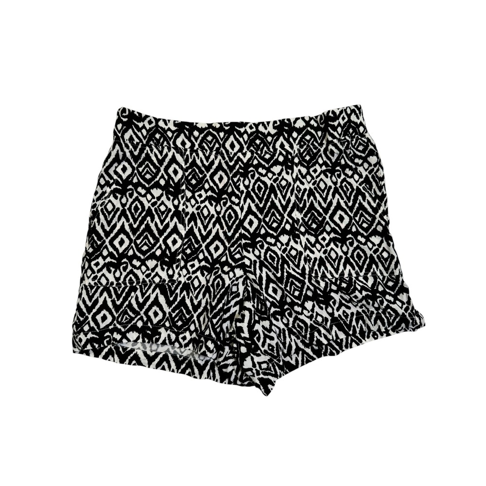 Wildfox Womens Black White Ikat Diamond Print Rayon Shorts Elastic Waist Large